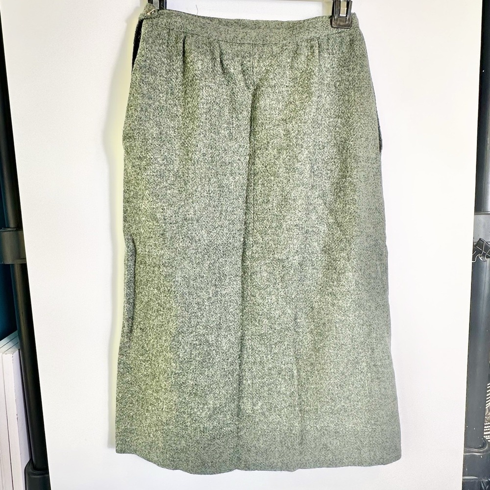 Vintage‎ JG Hook Womens Size 4 (24") Green Wool Midi Skirt USA Pockets *READ - Picture 2 of 5